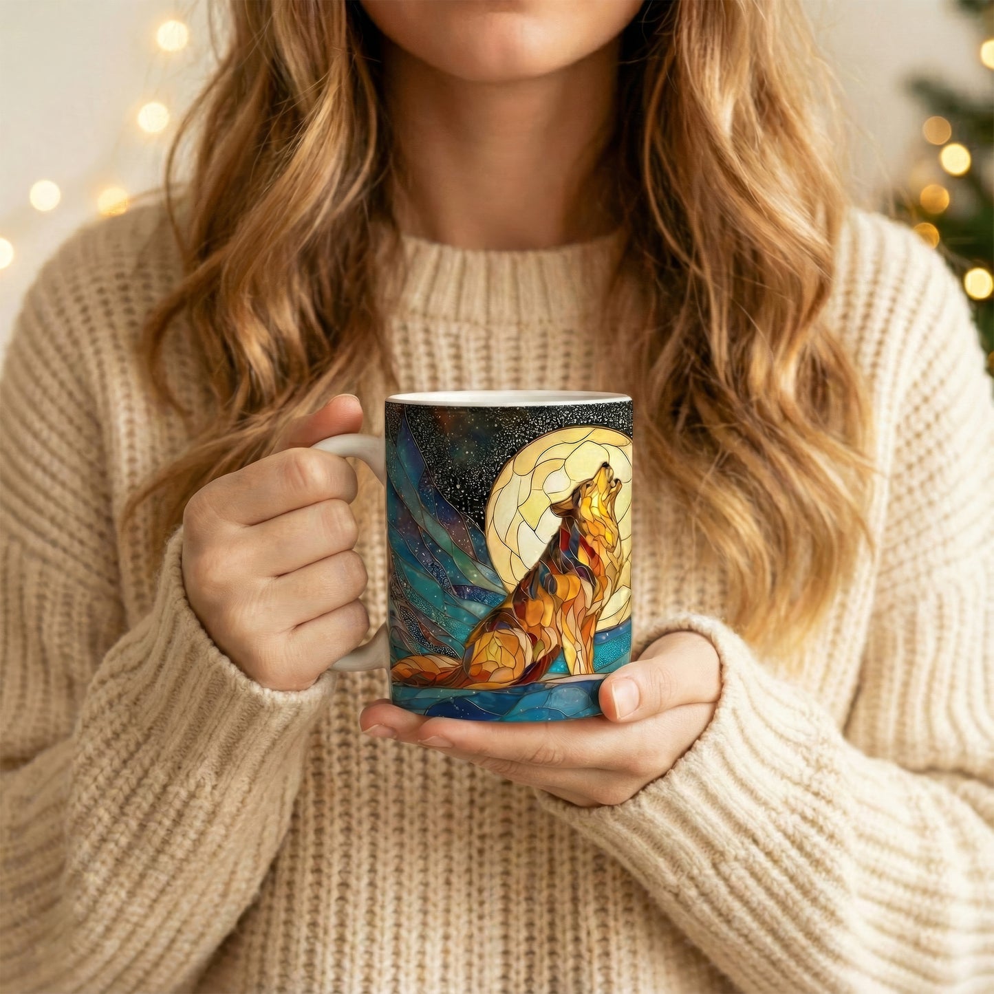 Christmas Wolf and Moon Mug