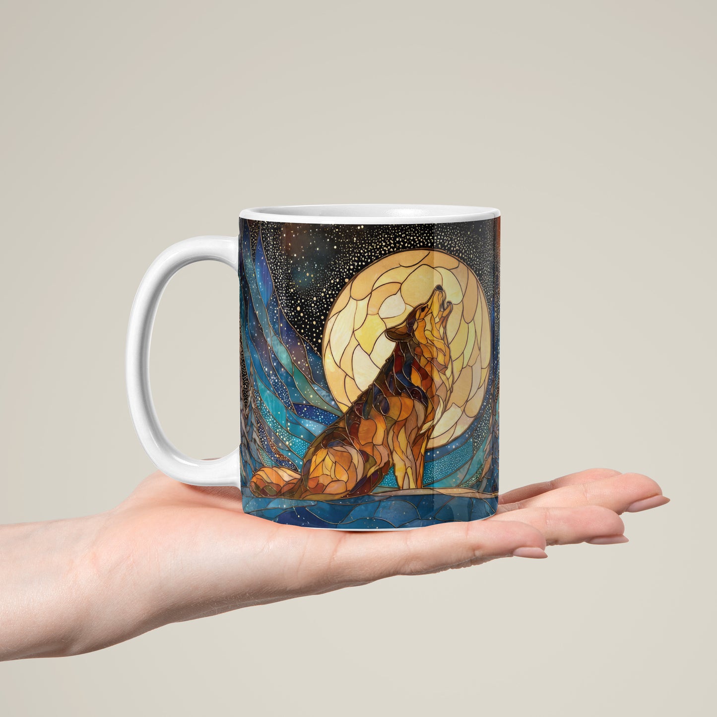 Christmas Wolf and Moon Mug