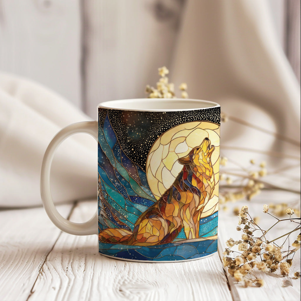 Christmas Wolf and Moon Mug