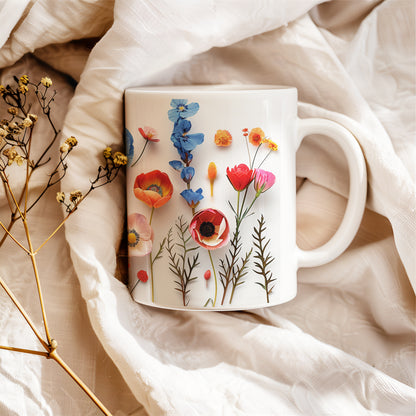 Pressed Flowers Effect Ceramic Mug