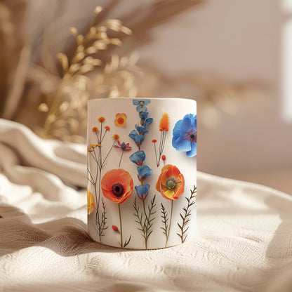 Pressed Flowers Effect Ceramic Mug