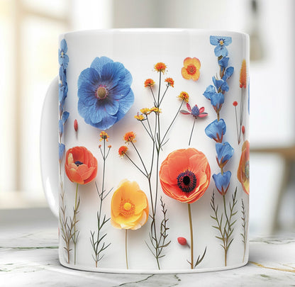 Pressed Flowers Effect Ceramic Mug