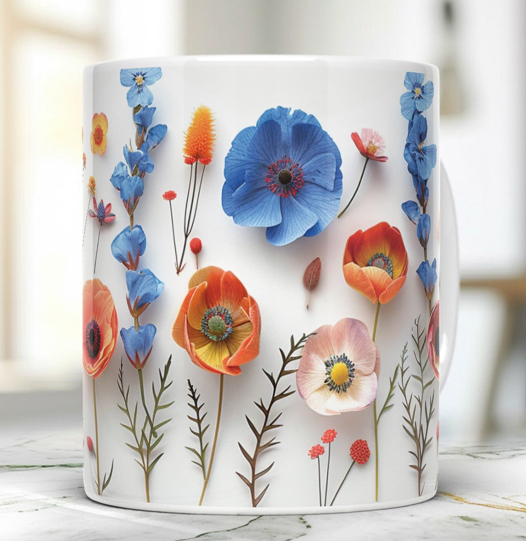 Pressed Flowers Effect Ceramic Mug