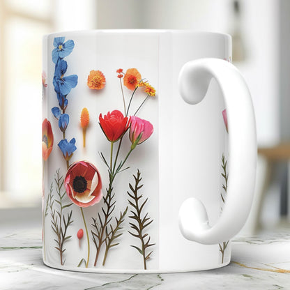 Pressed Flowers Effect Ceramic Mug