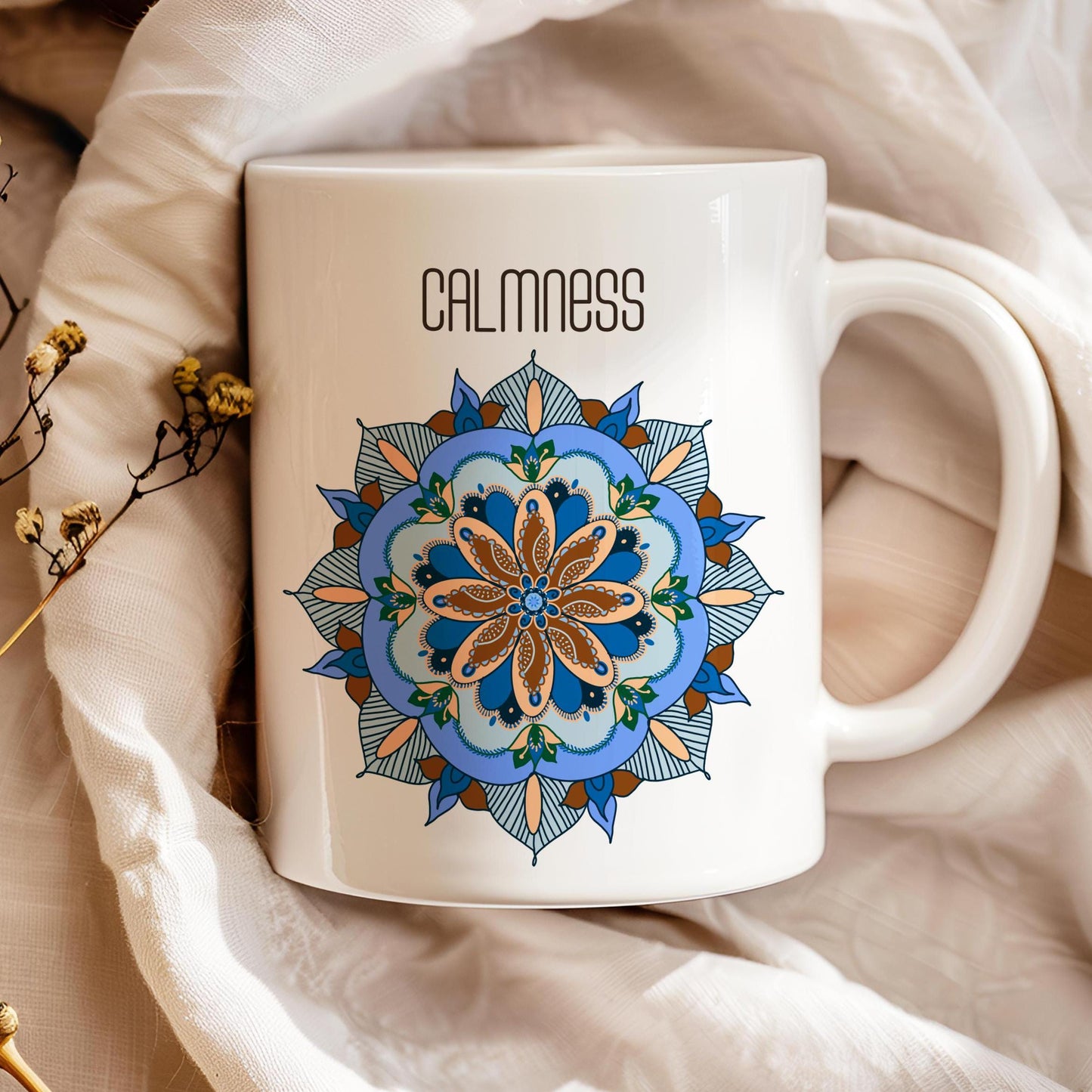 Oriental Mandala Mug, Blue Mandala Calmness Tea Cup, Gift for Yoga Enthusiast, Ceramic Mug 11 Oz, Art Lover , Mandala Mug, Coffee Lover Gift
