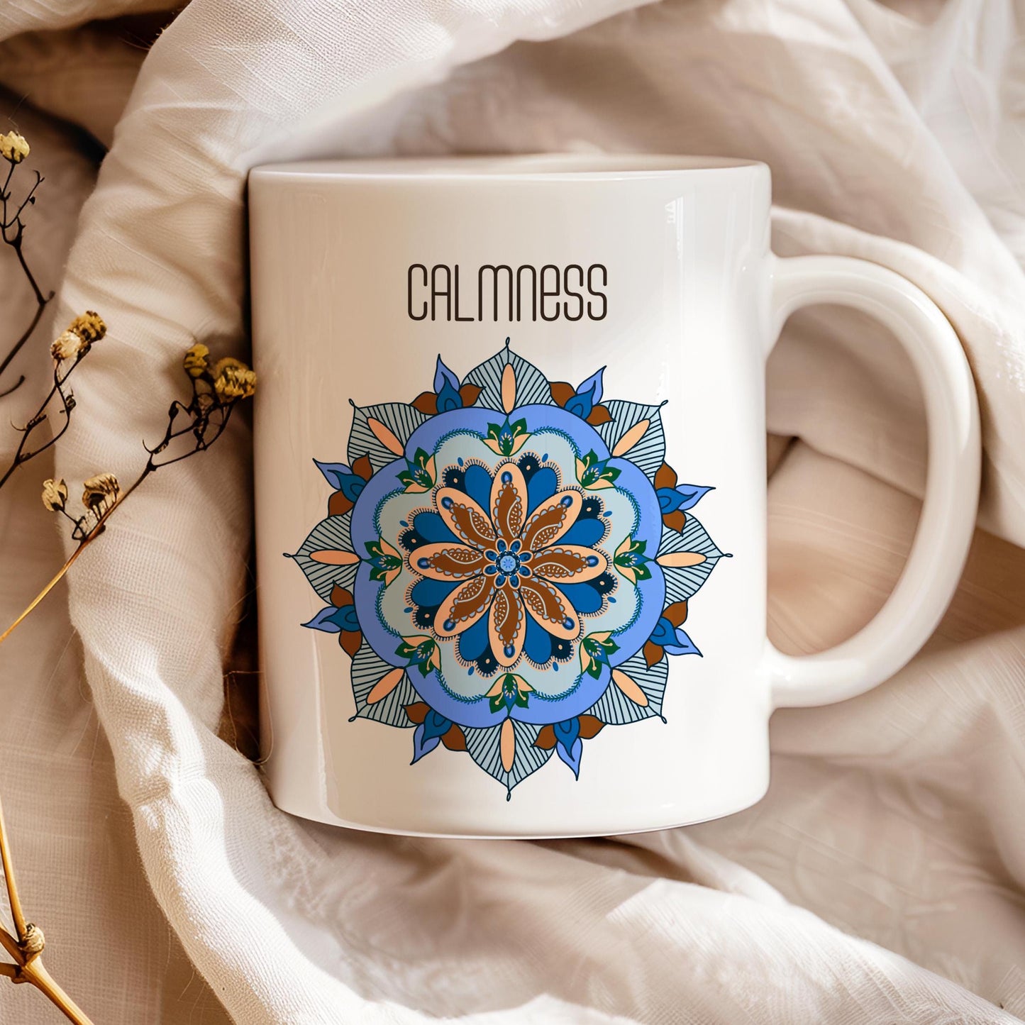 Oriental Mandala Mug, Blue Mandala Calmness Tea Cup, Gift for Yoga Enthusiast, Ceramic Mug 11 Oz, Art Lover , Mandala Mug, Coffee Lover Gift