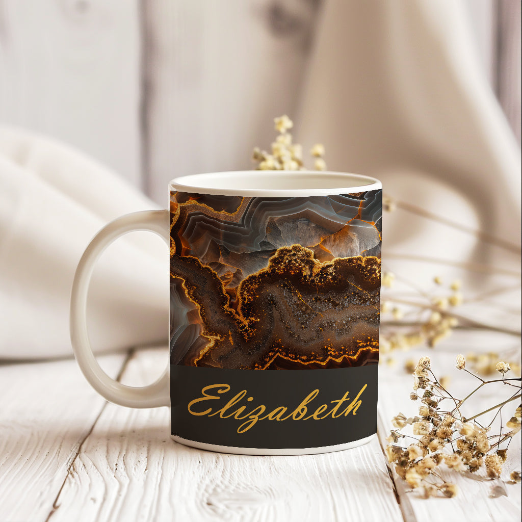 Personalized Brown Agate Effect Mug