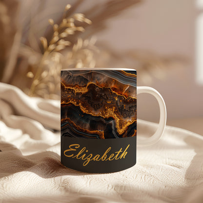 Personalized Brown Agate Effect Mug