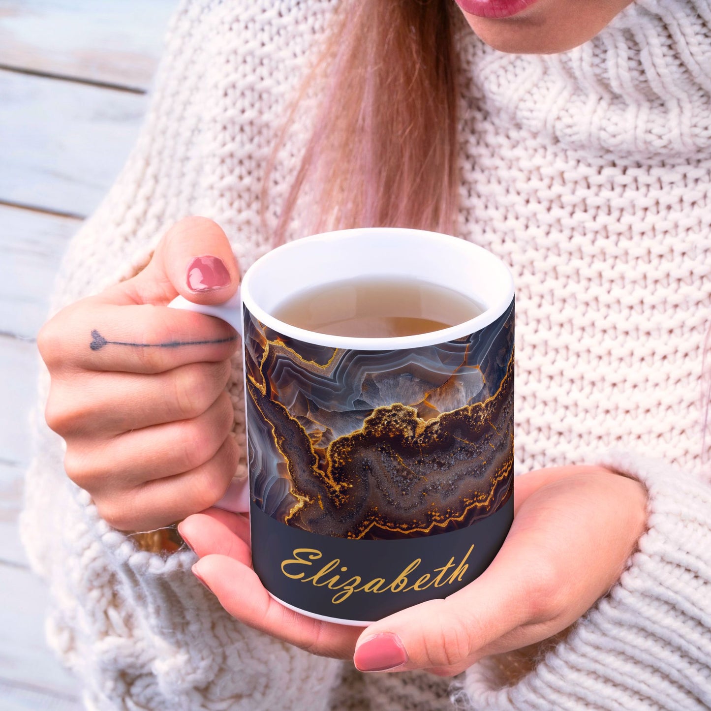 Personalized Brown Agate Effect Mug