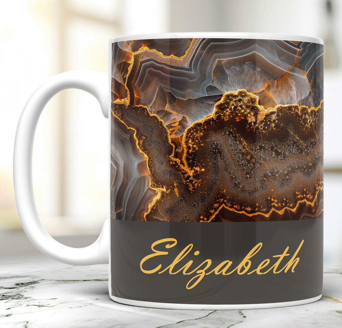 Personalized Brown Agate Effect Mug