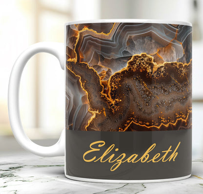 Personalized Brown Agate Effect Mug