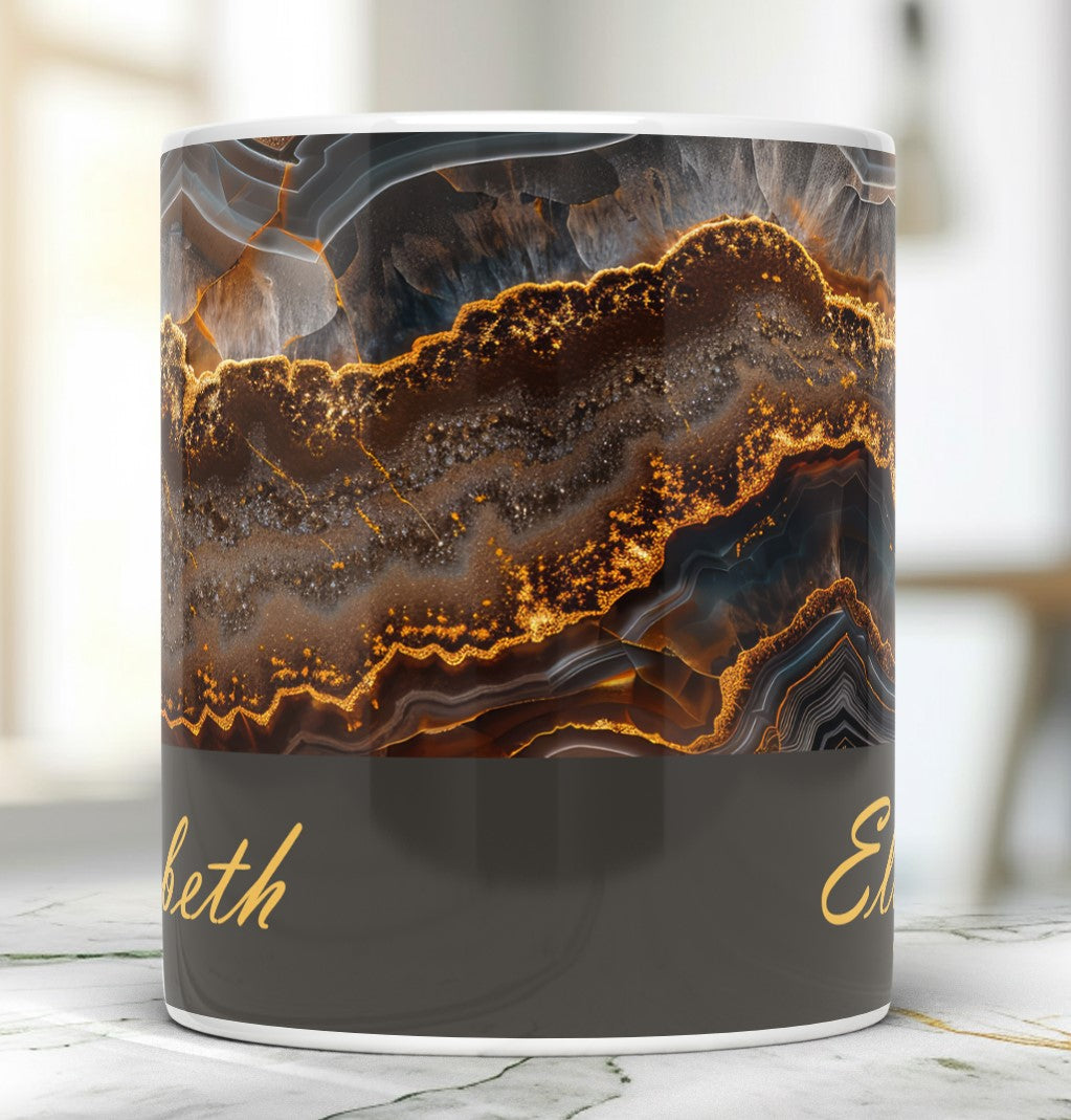 Personalized Brown Agate Effect Mug