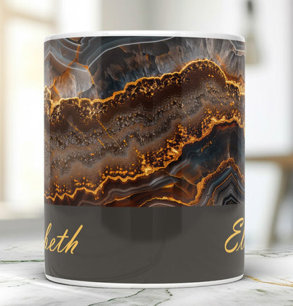 Personalized Brown Agate Effect Mug