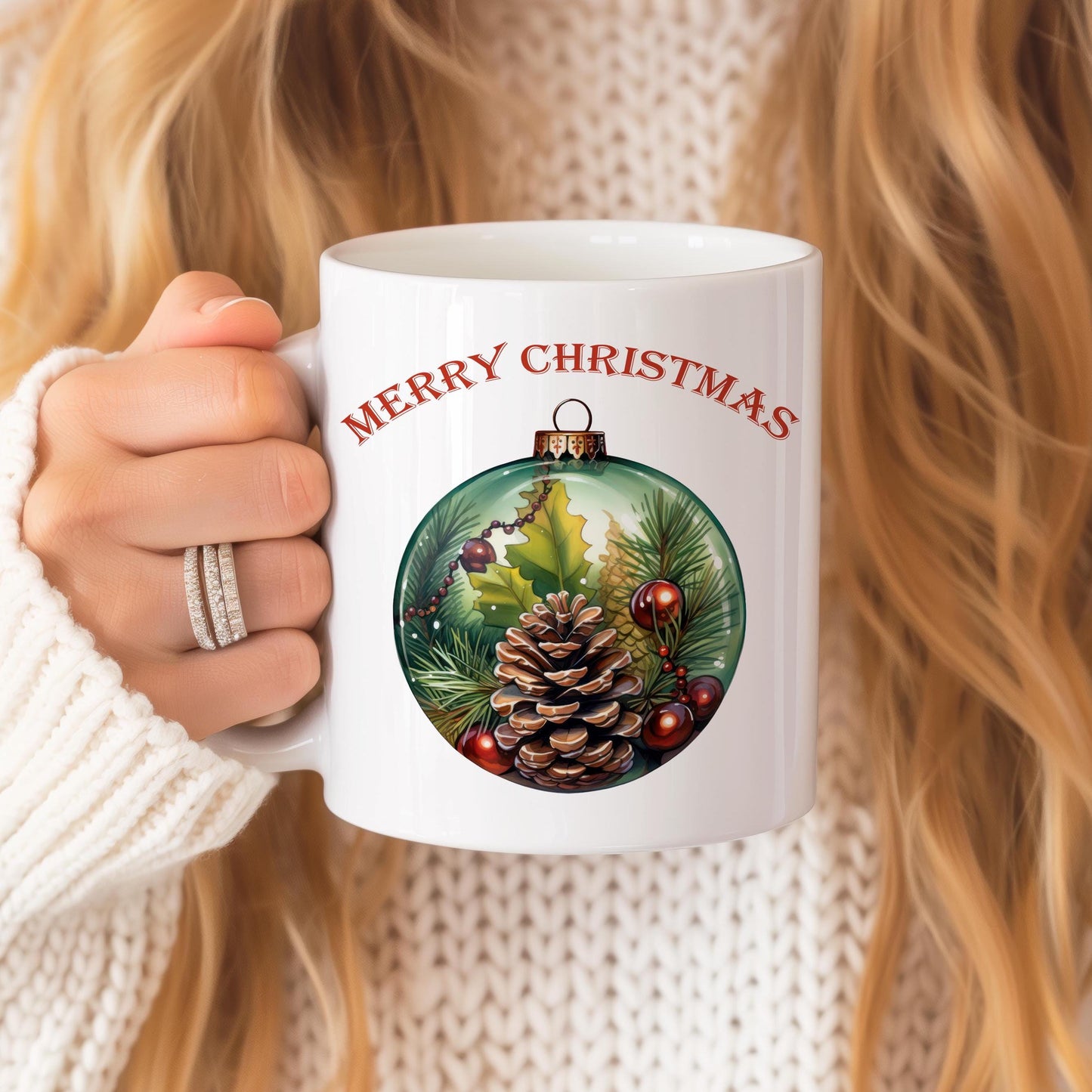 Merry Christmas Mug, Ceramic 11 Oz Tea Coffee Cup for Winter Holidays, Perfect Gift Idea for Best Friend, Chocolate Mug, Christmas Decor