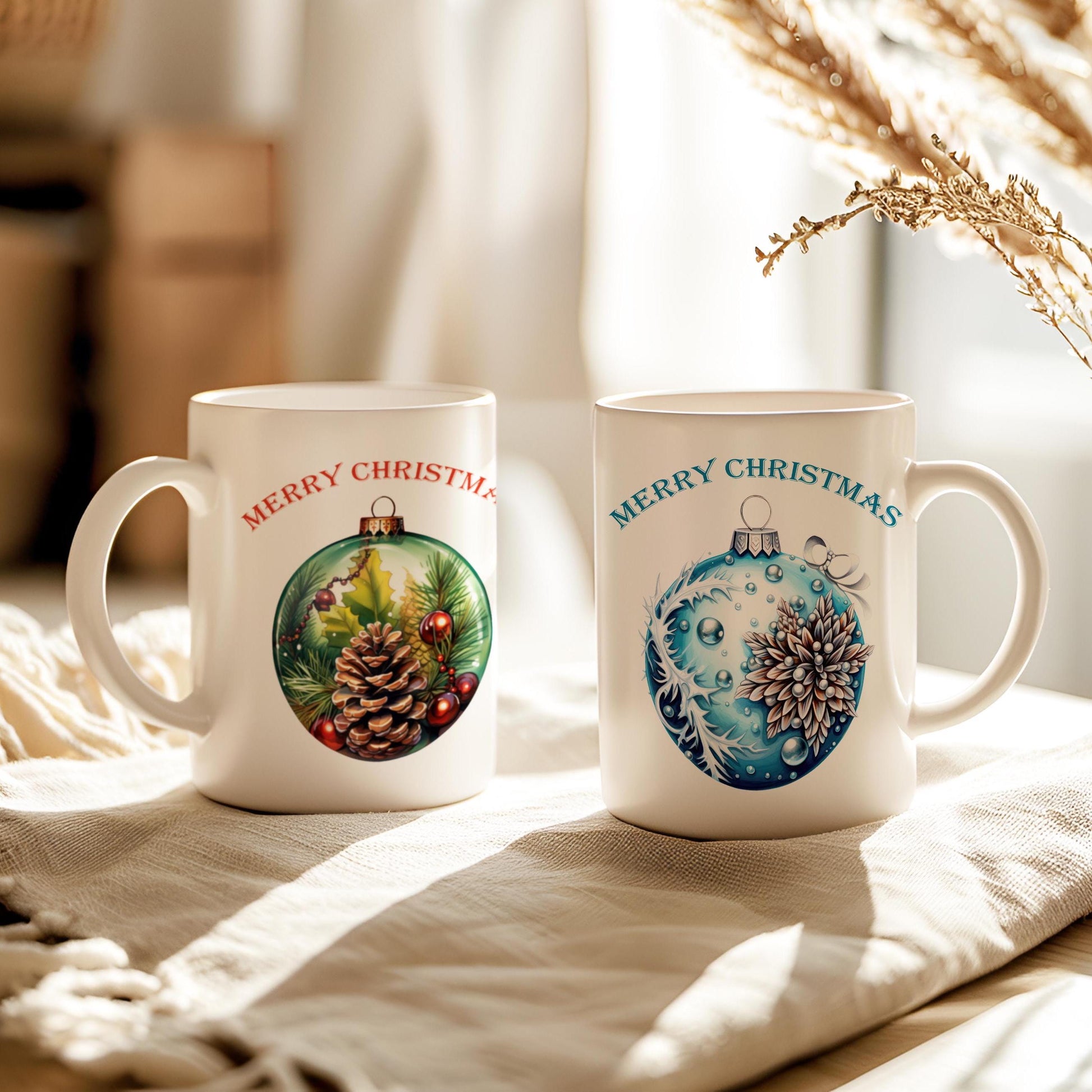 Merry Christmas Mug, Ceramic 11 Oz Tea Coffee Cup for Winter Holidays, Perfect Gift Idea for Best Friend, Chocolate Mug, Christmas Decor