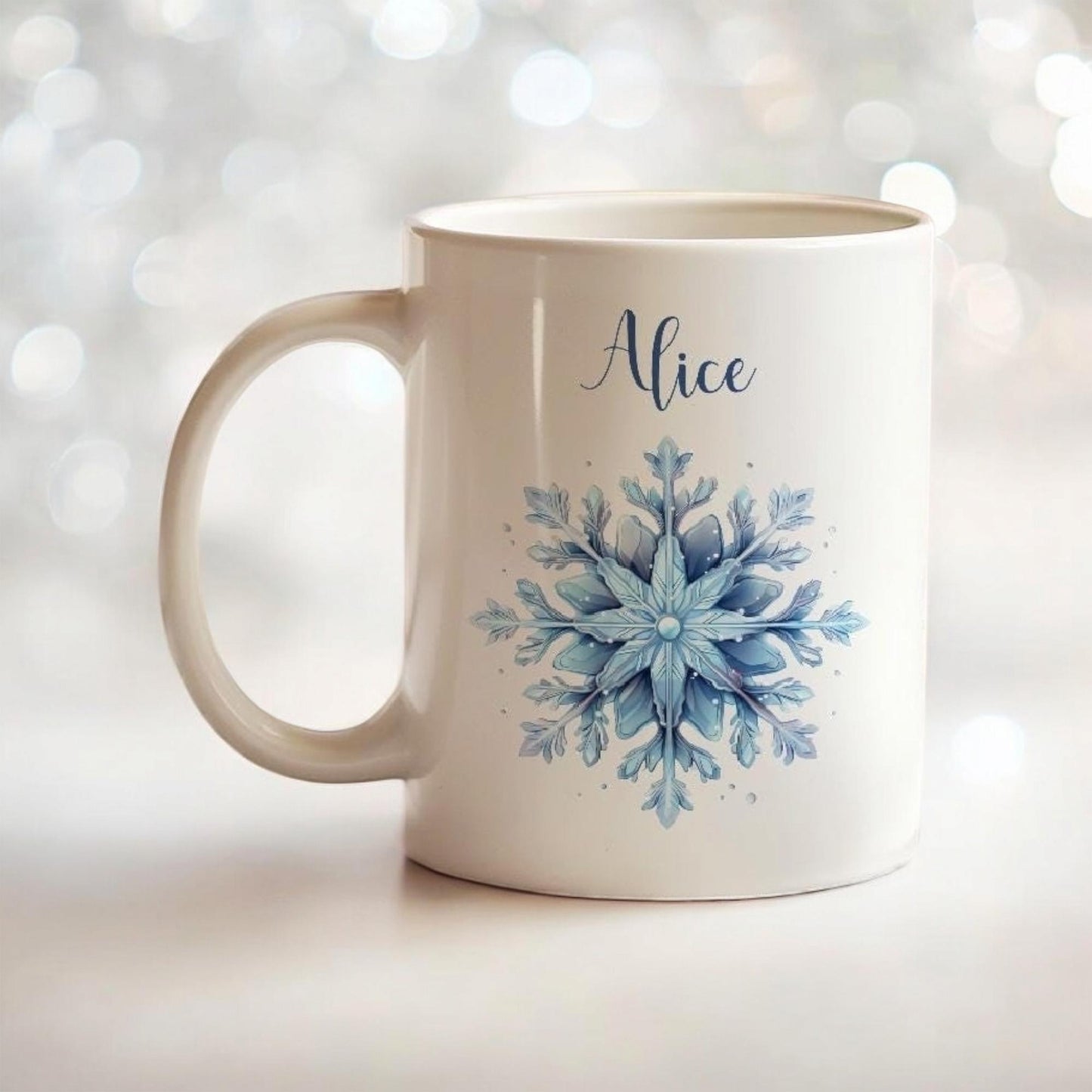 Snowflakes Mug, Personalized Tea Cup, 11 Oz Ceramic Mug, Christmas Gift, Winter Borned Gift, Chocolate Mug, Christmas Decor