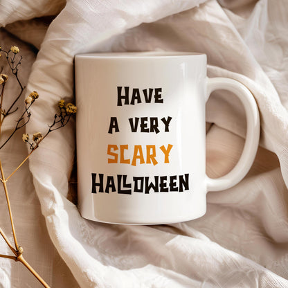 Scary Pumpkin Mug, Halloween Ceramic Tea Cup With Wishes, Angry Halloween Mug, Autumn Coffee Mug, Fall Holiday Gift, Spooky Season Mug