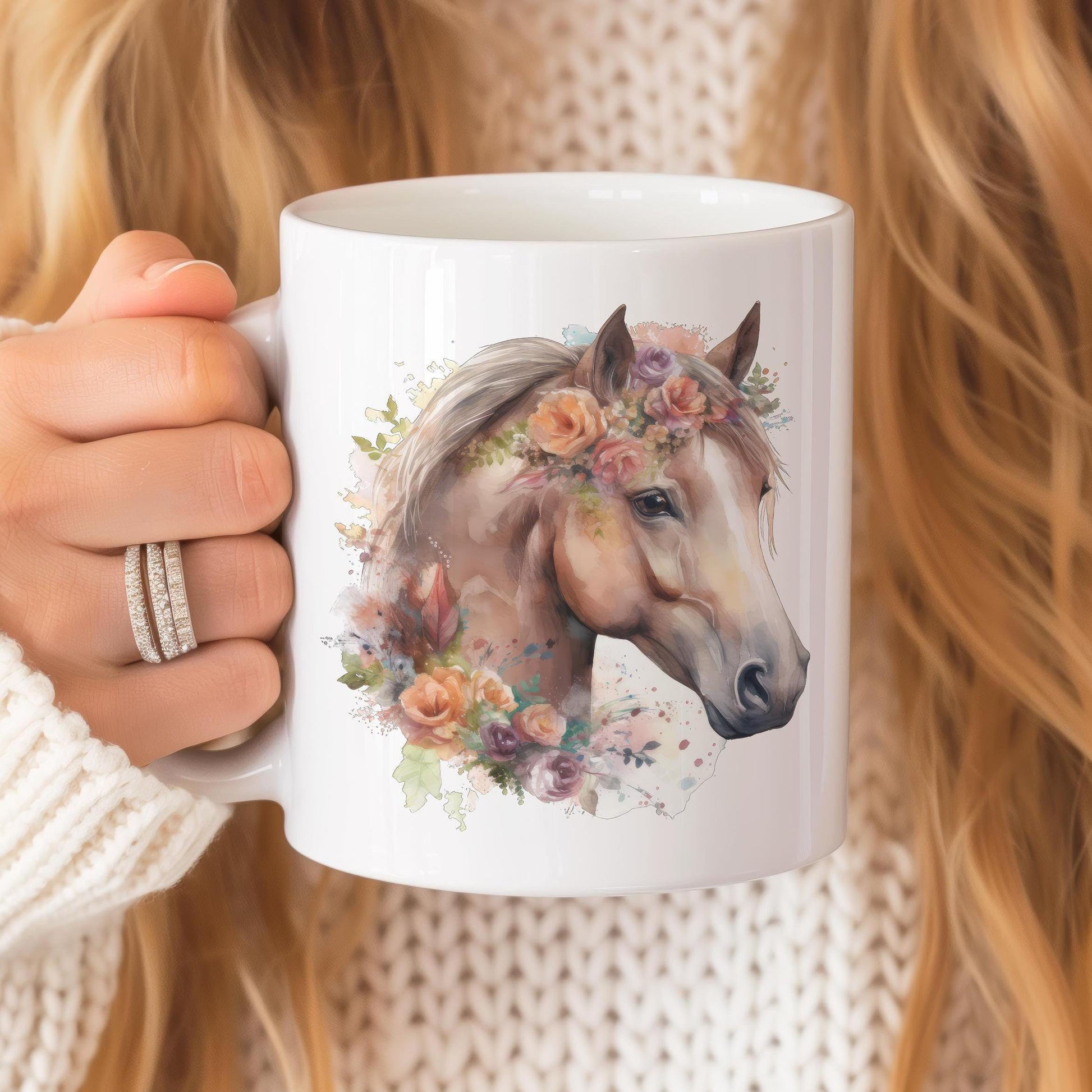 Horse portrait 11 oz ceramic coffee mug with equestrian design