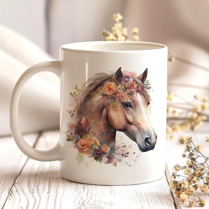 Horse portrait 11 oz ceramic coffee mug with equestrian design