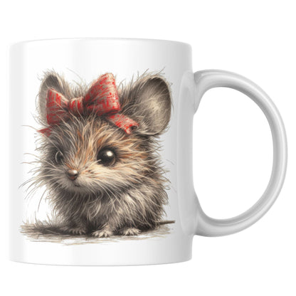 Cute Mouse Mug, Shaggy Mouse 11 Oz Mug, Ceramic Tea Cup, Coffee Mug, Ready as Gift, Christmas Gift, Coffee Lover Gift, Animals Lover Gift