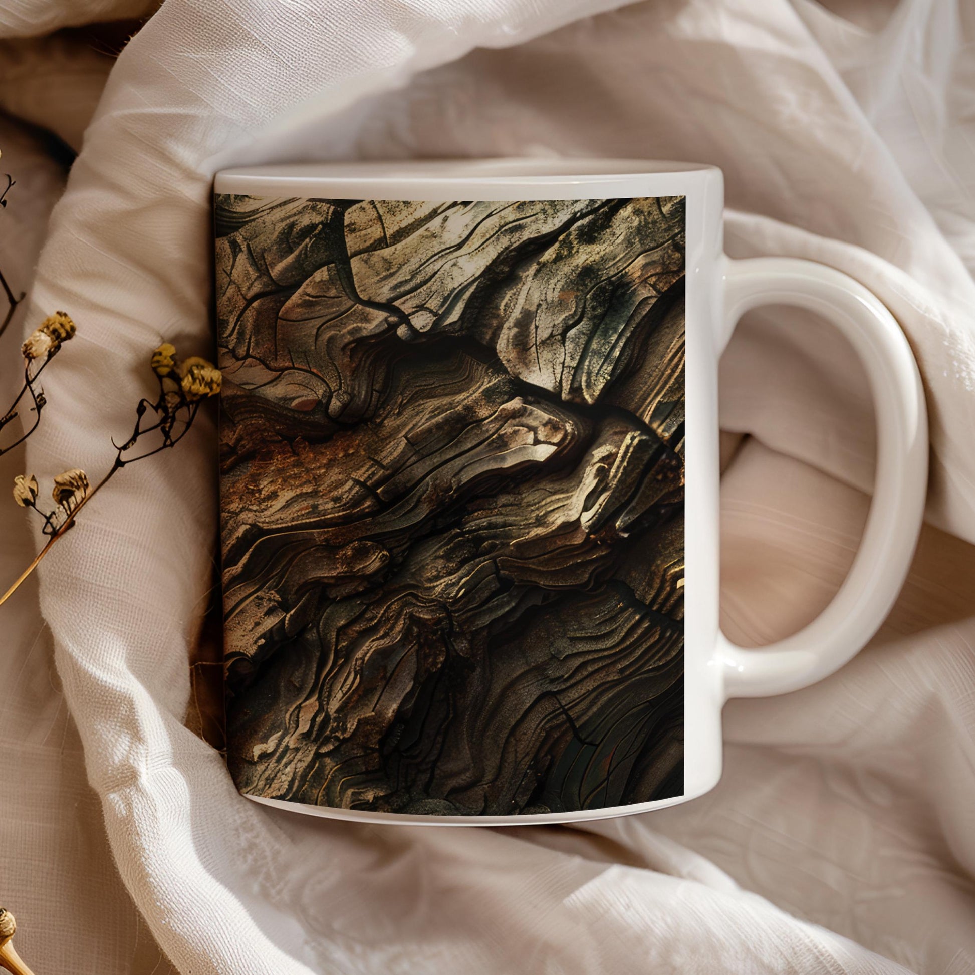 Wood Pattern Ceramic Coffee Mug Nature Lover Gift 11oz Teaa Cup
