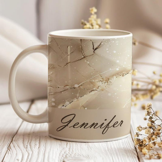 Personalized Marble Coffee Mug: Custom Name Gift