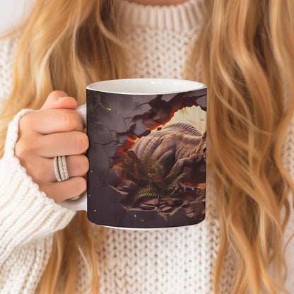 T Rex Mug, Dino Coffee Mug, Scarry Mug Gift, Ceramic 11 Oz Mug, Birthday Gift, Dinosaur Lover Gift, Original Present, Kitchen Accessories