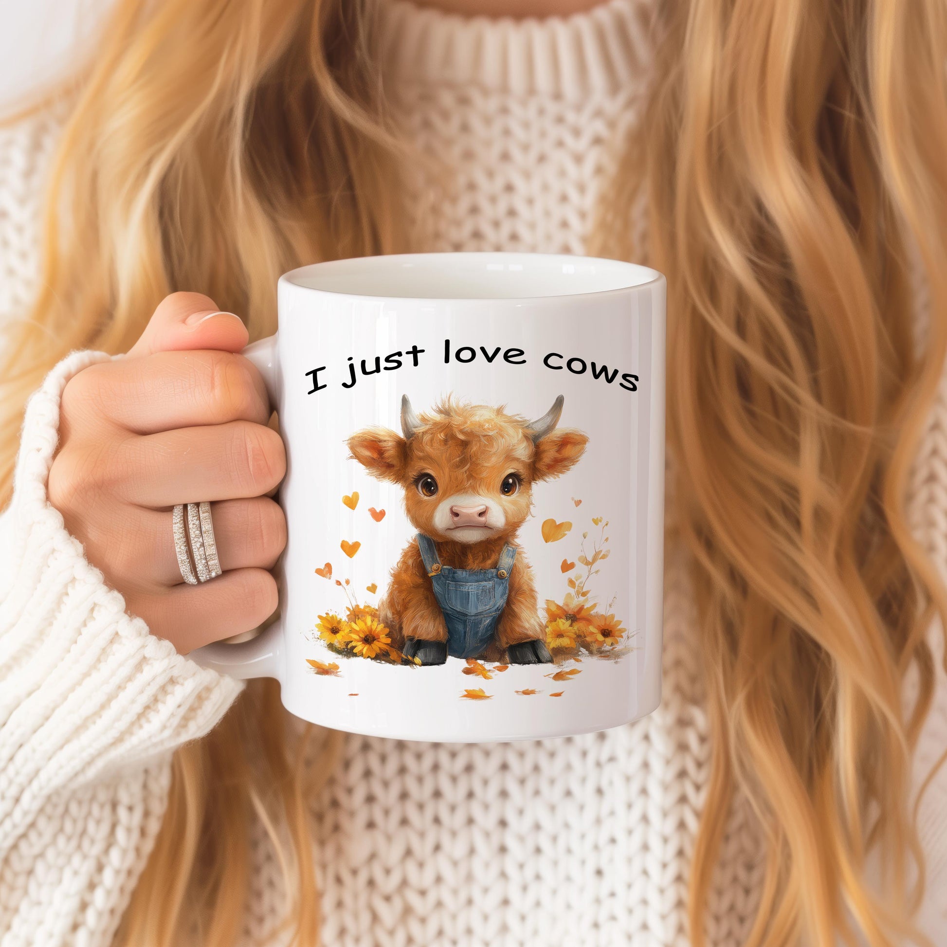 Cow Mug, Farm Animals Tea Cup, Highland Cow Gift Mug, 11oz Ceramic Mug for Cows Lover, Nature Lover Gifts, Fall Colors, Cute Animl Mug