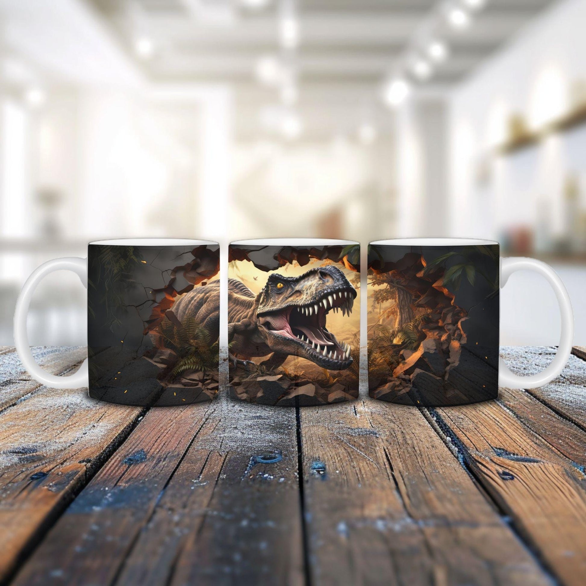 T Rex Mug, Dino Coffee Mug, Scarry Mug Gift, Ceramic 11 Oz Mug, Birthday Gift, Dinosaur Lover Gift, Original Present, Kitchen Accessories