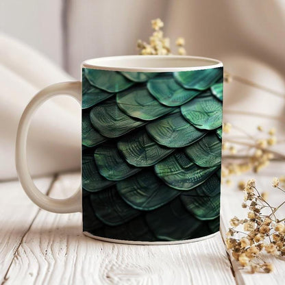 3D Dragon Scales Coffee Mug: Ceramic Tea Cup, Mystic Gift