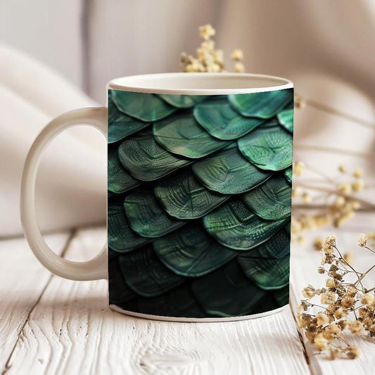 3D Dragon Scales Coffee Mug: Ceramic Tea Cup, Mystic Gift