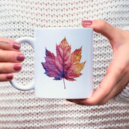 Maple Leaf Ceramic Mug: Fall Drinkware Gift, 11 Oz