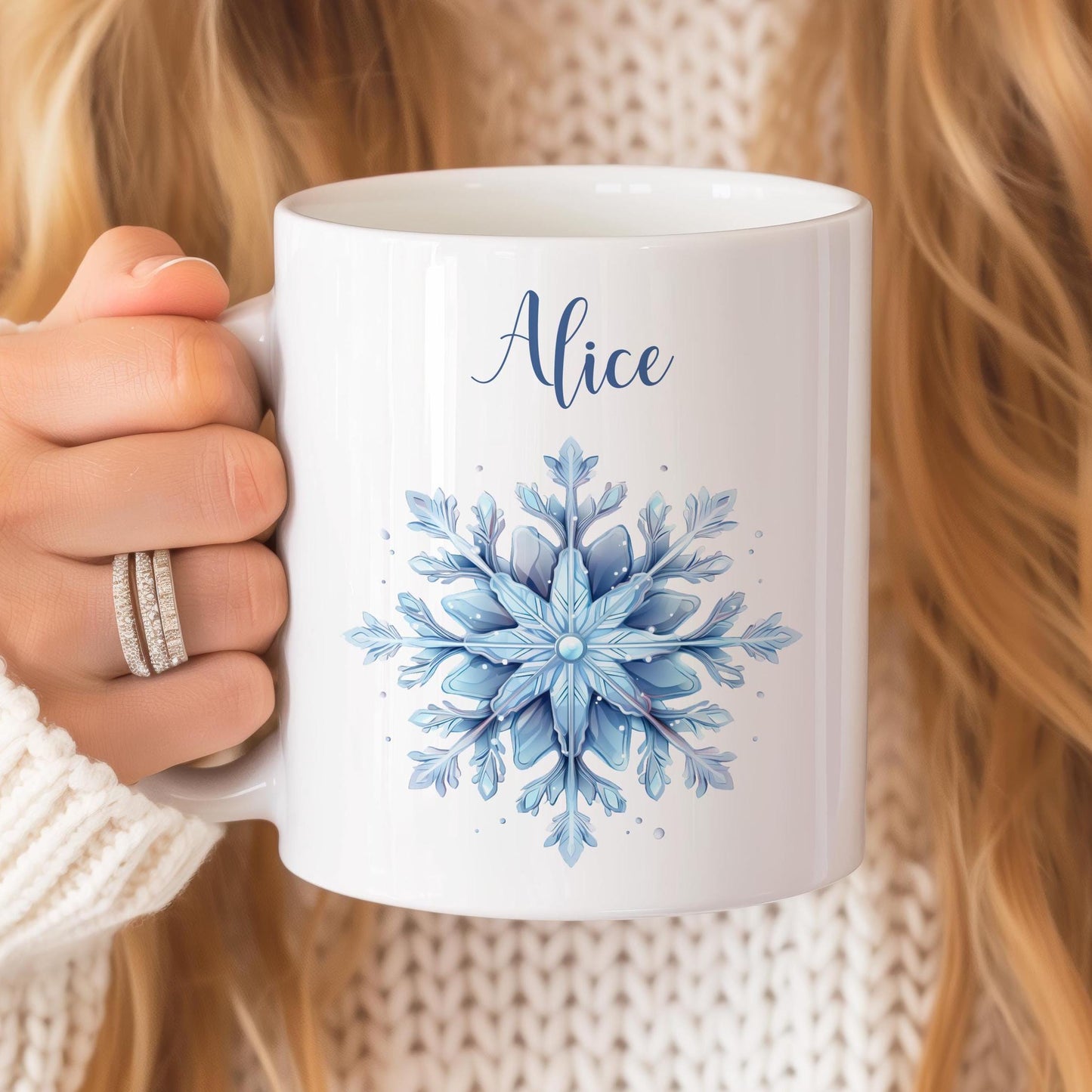Snowflakes Mug, Personalized Tea Cup, 11 Oz Ceramic Mug, Christmas Gift, Winter Borned Gift, Chocolate Mug, Christmas Decor