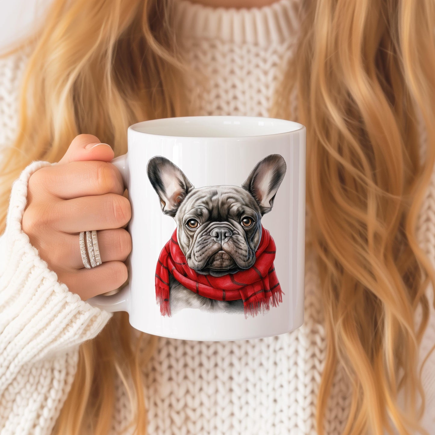 Bulldog Mug, Ceramic 11 Oz Mug with French Bulldog Image, Animal Lover Gift, Pet Portrait Drinkware, French Bulldog, Dog's Lover Gift