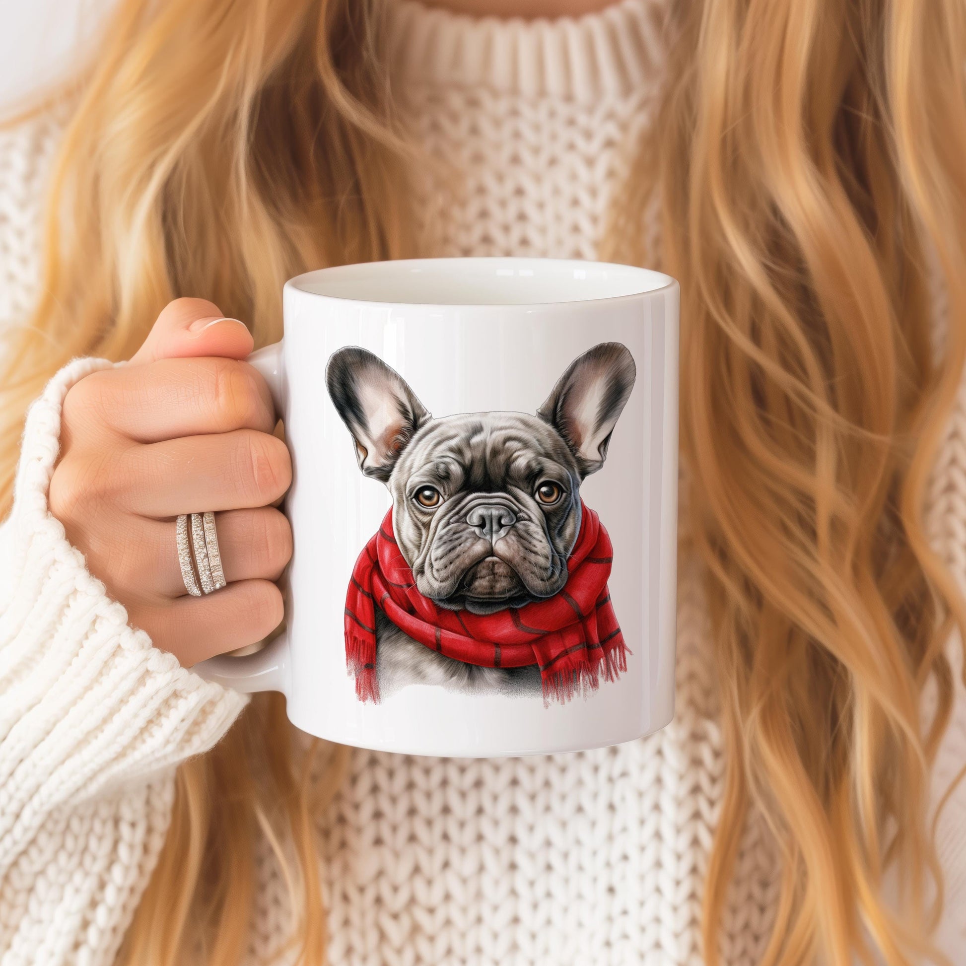 Bulldog Mug, Ceramic 11 Oz Mug with French Bulldog Image, Animal Lover Gift, Pet Portrait Drinkware, French Bulldog, Dog's Lover Gift