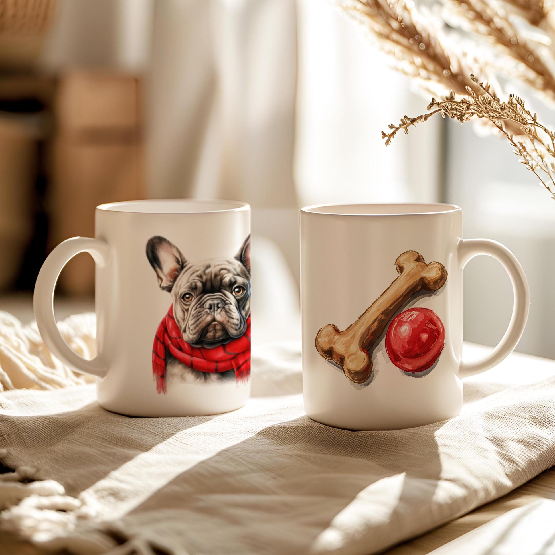 Bulldog Mug, Ceramic 11 Oz Mug with French Bulldog Image, Animal Lover Gift, Pet Portrait Drinkware, French Bulldog, Dog's Lover Gift