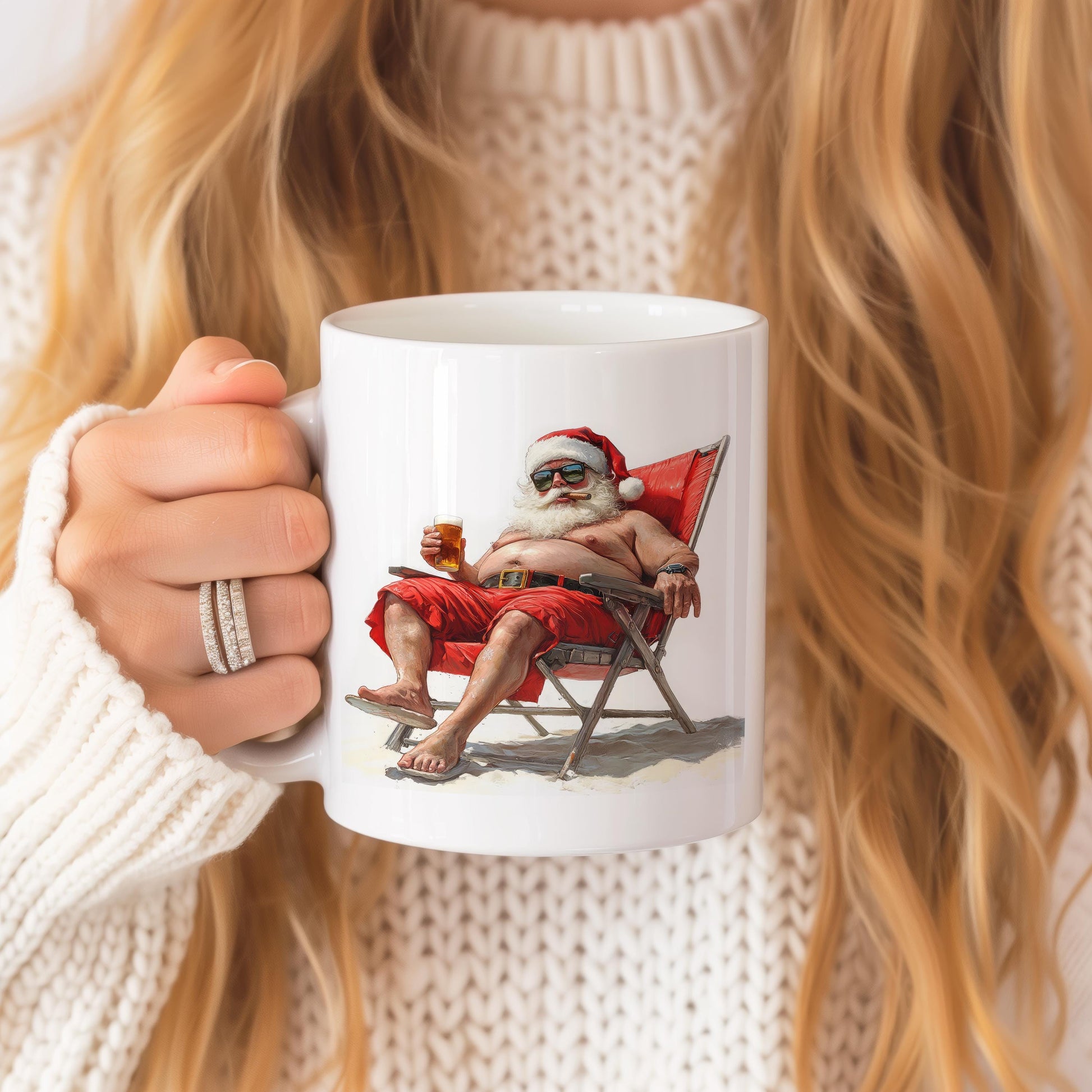 Santa Claus Mug, Crazy Gangsta Santa Tea Cup, Funny Christmas Gift, Decorative Ceramic Mug 11 Oz, Christmas Gift Idea, Ceramic Gift Mug