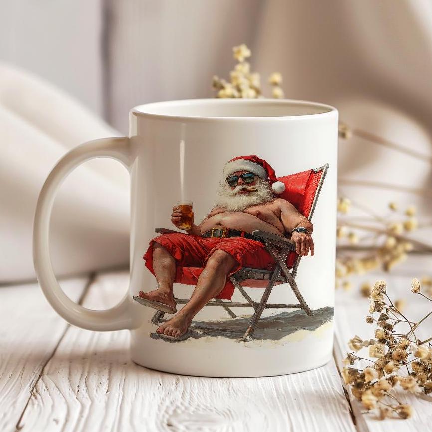 Santa Claus Mug, Crazy Gangsta Santa Tea Cup, Funny Christmas Gift, Decorative Ceramic Mug 11 Oz, Christmas Gift Idea, Ceramic Gift Mug