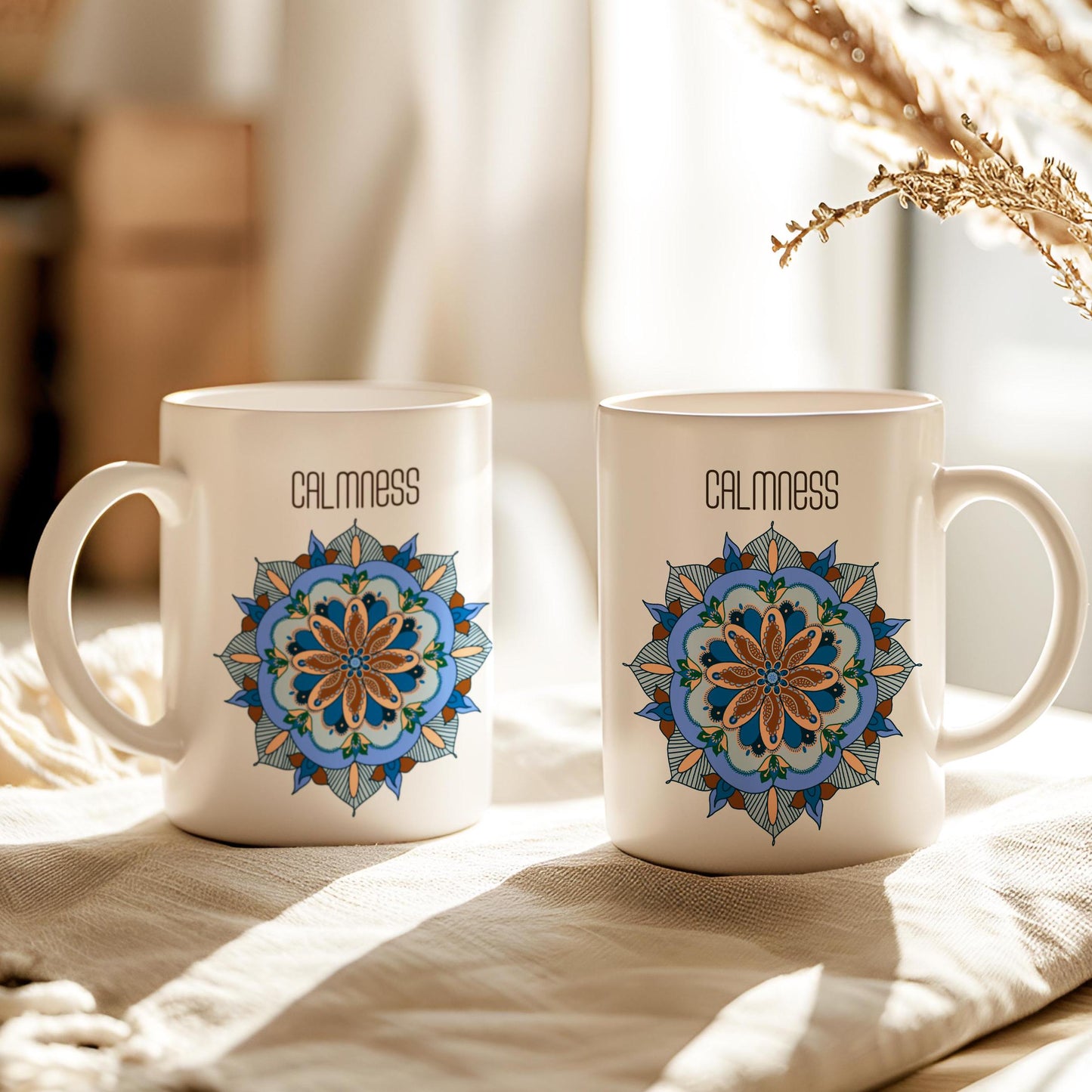 Oriental Mandala Mug, Blue Mandala Calmness Tea Cup, Gift for Yoga Enthusiast, Ceramic Mug 11 Oz, Art Lover , Mandala Mug, Coffee Lover Gift