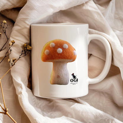 Mug with Wool Felt Mouse Image, Handmade Ceramic Coffee Cup with Fluffy Forest Animal, Cute Gift for Animal Lovers, Tea Lovers Present