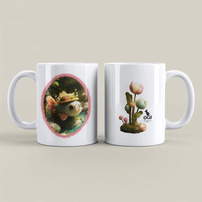 Mug with Wool Felt Fish Image, Custom Printed Ceramic Coffee Cup, Cute Forest Animal Lover Drinkware, Cozy Nature Inspired Gift Idea