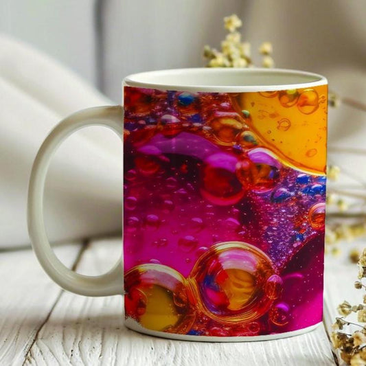 Colorful Bubbles Ceramic Mug: 11 Oz Tea Coffee Cup