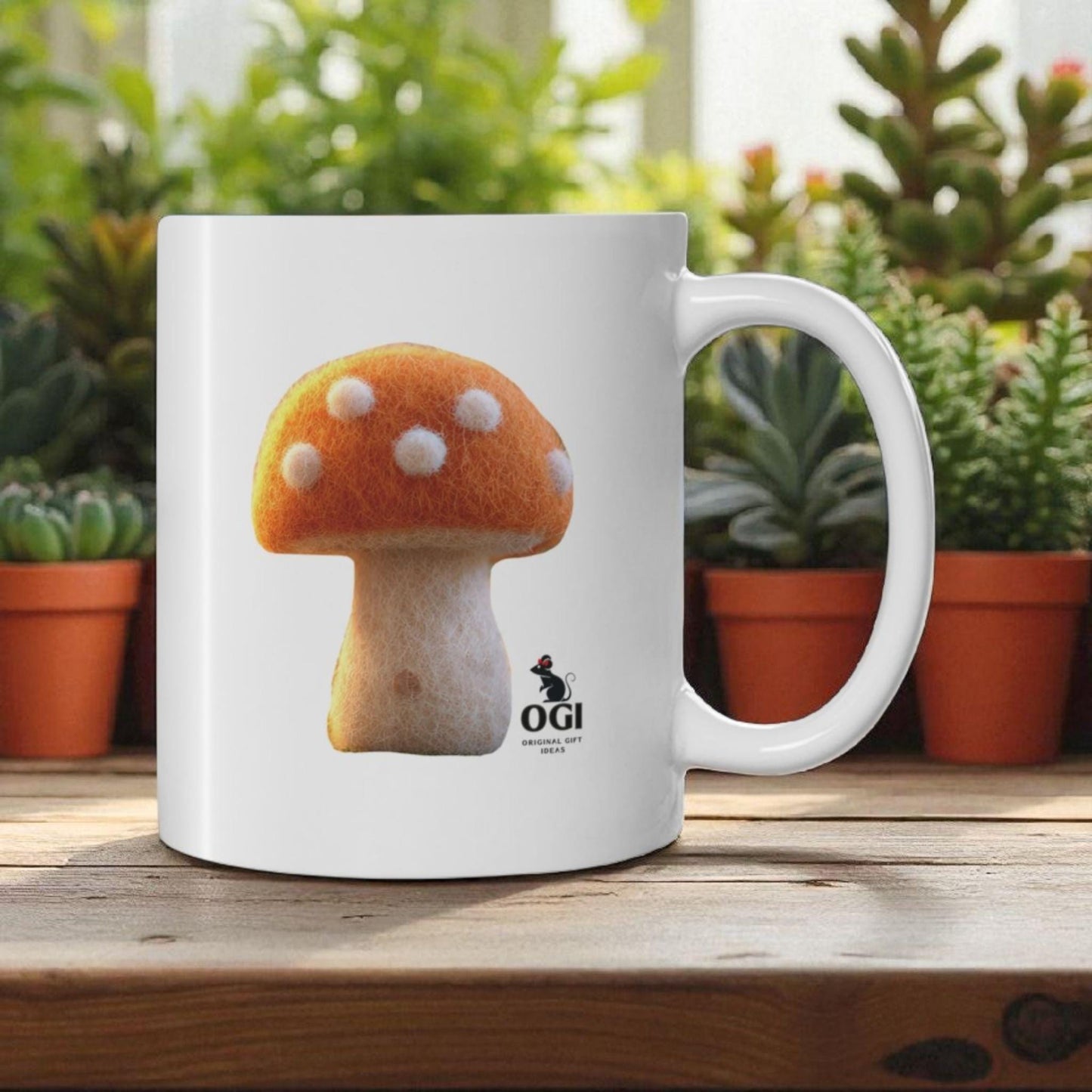 Mug with Wool Felt Mouse Image, Handmade Ceramic Coffee Cup with Fluffy Forest Animal, Cute Gift for Animal Lovers, Tea Lovers Present