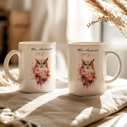 Personalized Teacher Gift, Teacher Thank You Mug With Name, Appreciation Gift for Teacher, Ceramic 11 Oz Gift Mug, Coffee Tea Lover Gift