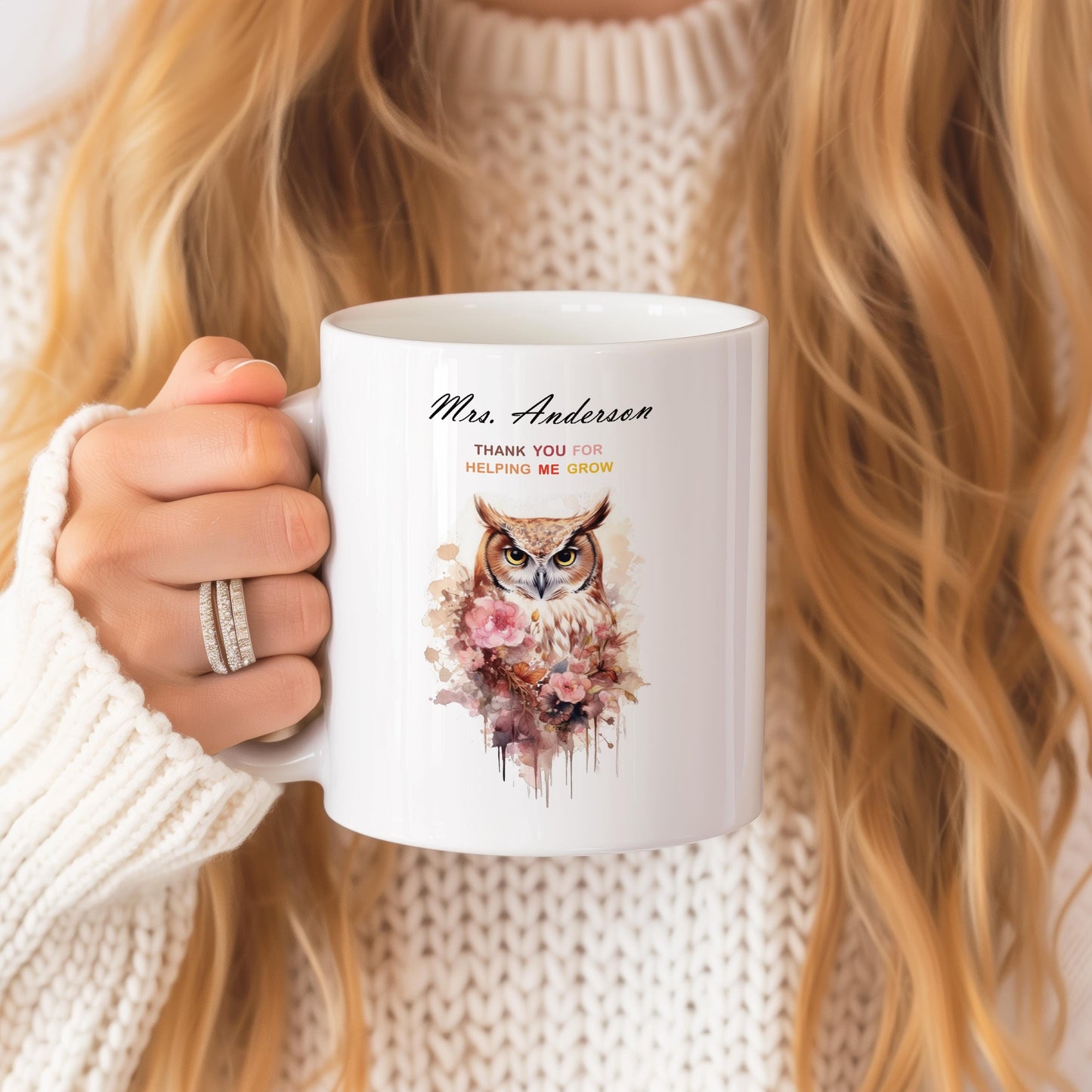 Personalized Teacher Gift, Teacher Thank You Mug With Name, Appreciation Gift for Teacher, Ceramic 11 Oz Gift Mug, Coffee Tea Lover Gift