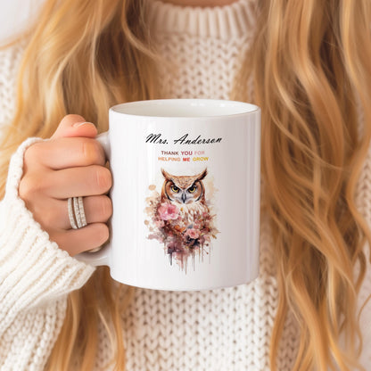 Personalized Teacher Gift, Teacher Thank You Mug With Name, Appreciation Gift for Teacher, Ceramic 11 Oz Gift Mug, Coffee Tea Lover Gift