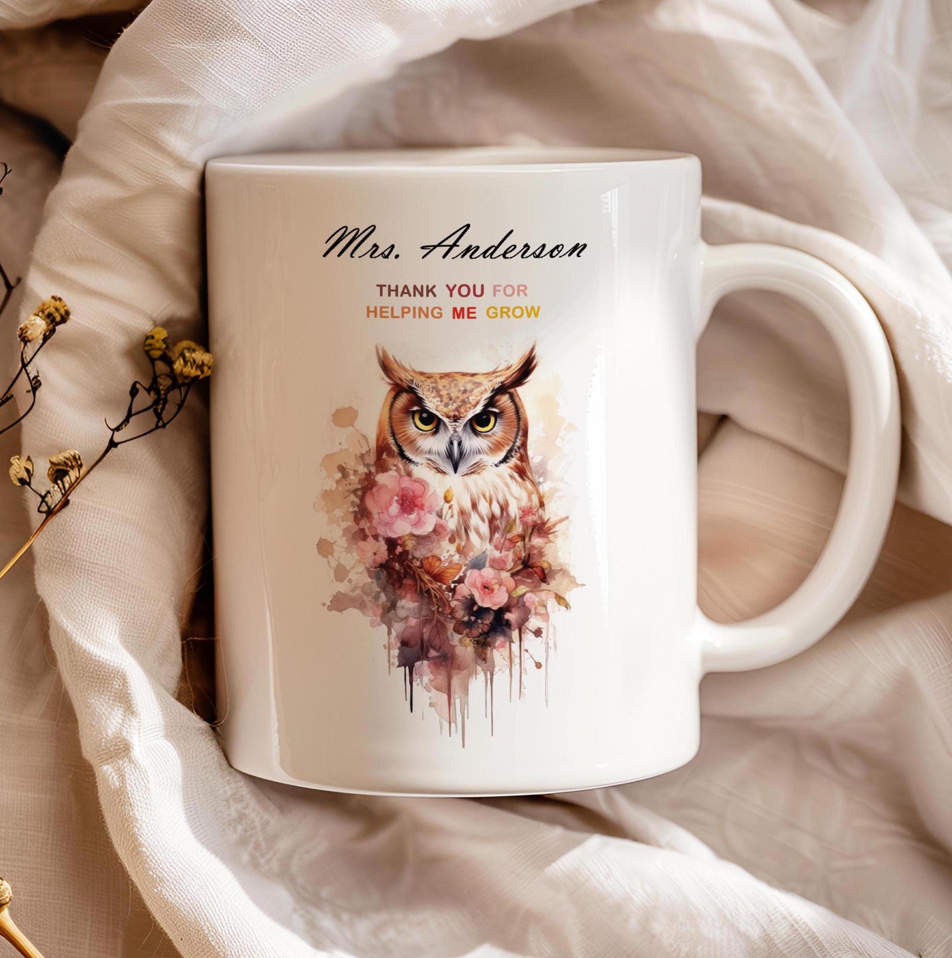 Personalized Teacher Gift, Teacher Thank You Mug With Name, Appreciation Gift for Teacher, Ceramic 11 Oz Gift Mug, Coffee Tea Lover Gift