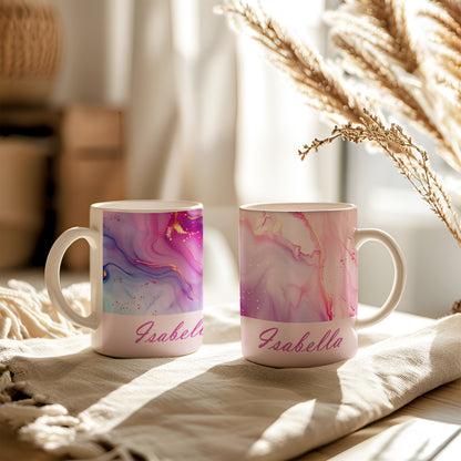 Personalized Pink Marble Effect Mug
