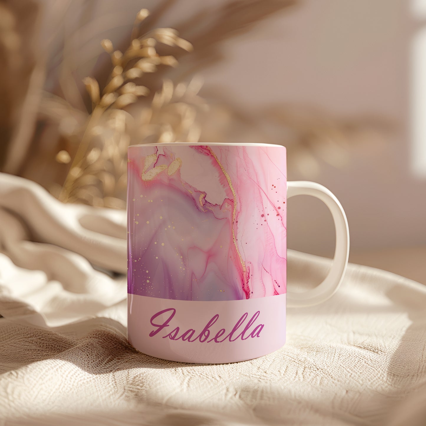Personalized Pink Marble Effect Mug