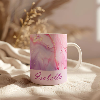 Personalized Pink Marble Effect Mug